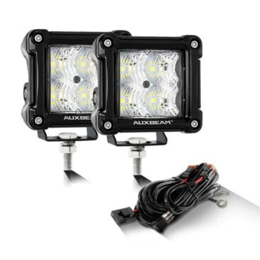 Auxbeam 3-Inch LED Flood Light Pods With Wiring Harness